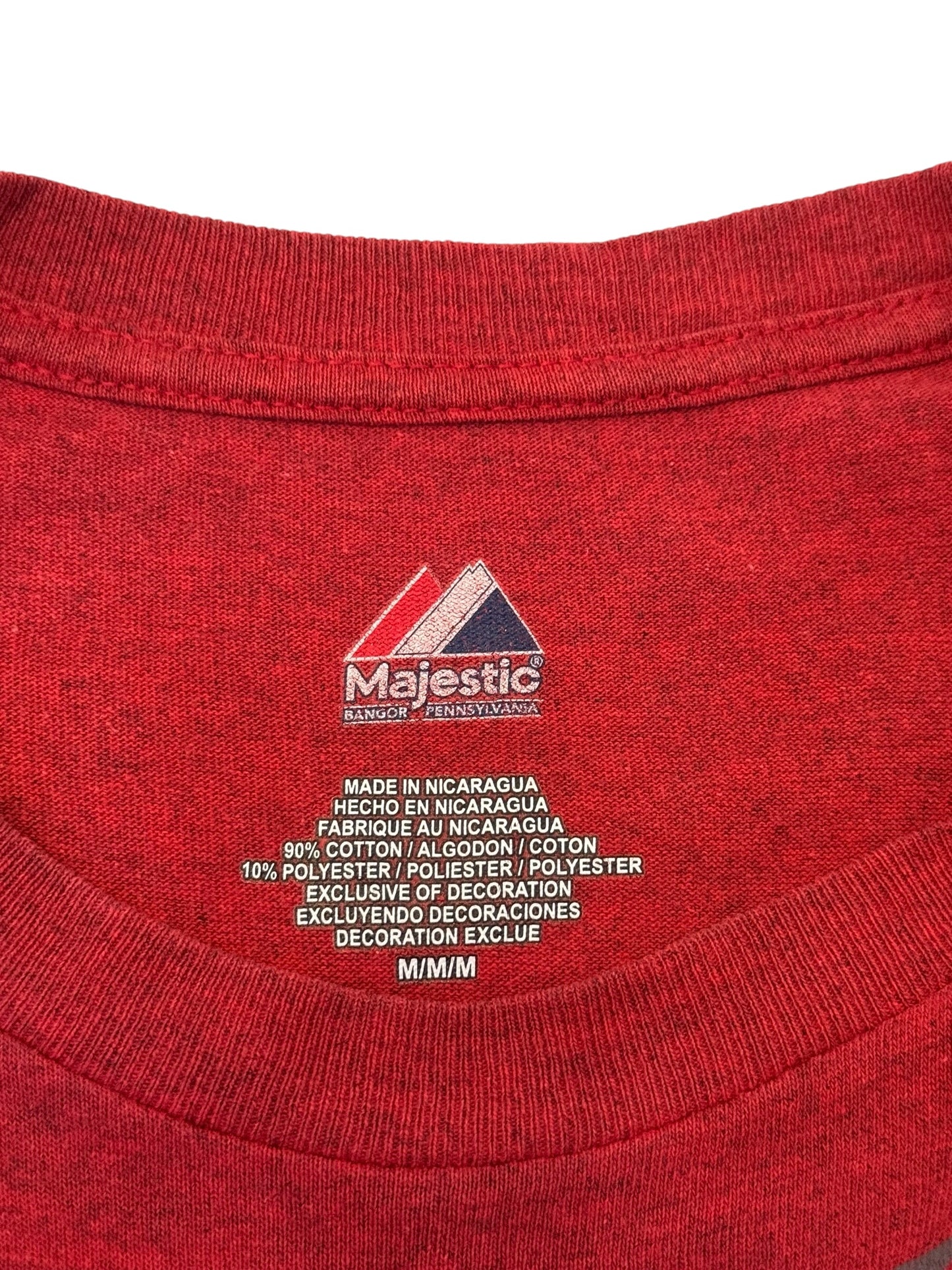Vintage Majestic Angels Baseball Graphic T Shirt Red MLB Style Logo Size M