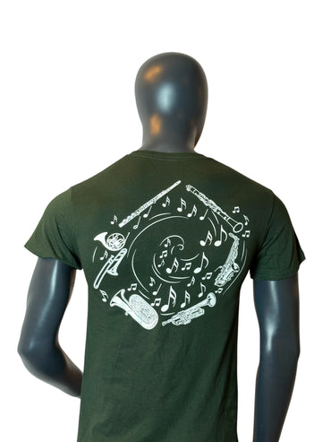 T-shirt vert avec motif groupe de musique style vintage "Greene Middle School Band" Taille S