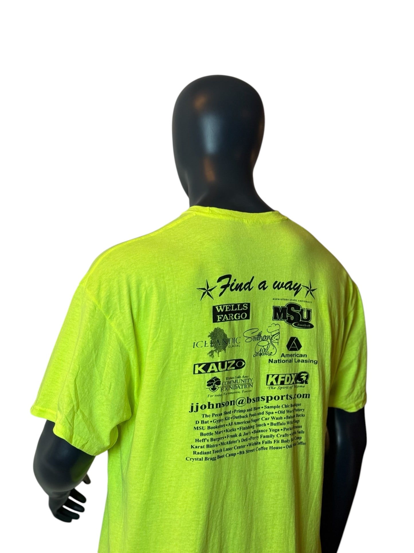 Vintage Women’s Football Clinic T Shirt Neon Green MSU Size 2XL