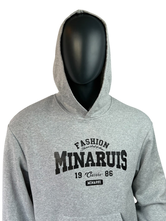 Vintage Style Hoodie, Grau, 90s Retro Streetwear Sweater