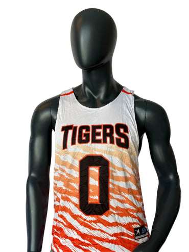 Vintage Reversible Tigers Basketball Jersey Double Face Retro College Style Wendbar Streetwear Size S/M