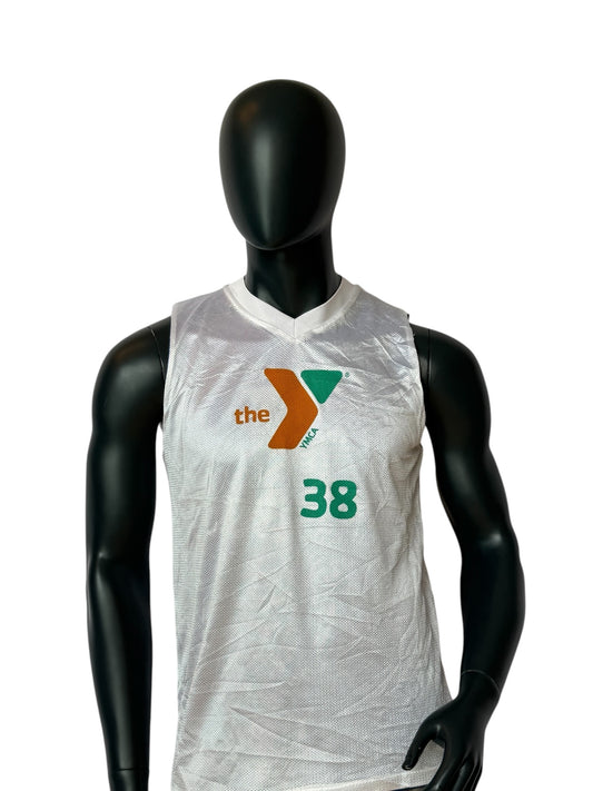 Vintage YMCA Basketball Jersey Number 38 White Green Retro Sportswear Mesh Tank