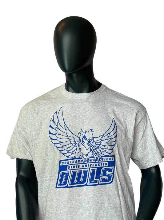 Vintage Southern Connecticut State University OWLS T-Shirt Grau College Print Retro
