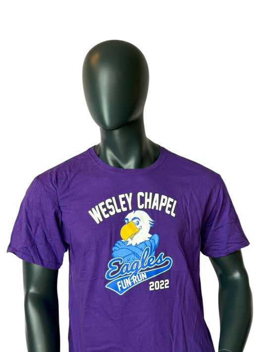 Vintage Wesley Chapel Eagles T-Shirt Purple Fun Run 2022 School Event