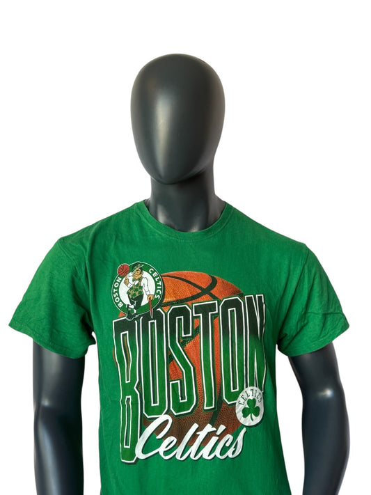 Boston NBA Celtics Vintage Retro T Shirt Big Logo Green Size L