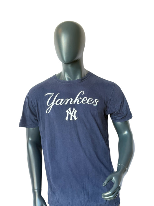 Vintage New York Yankees T Shirt Navy MLB Logo Print