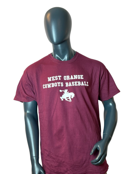 West Orange Cowboys Baseball Vintage T-Shirt Burgundy