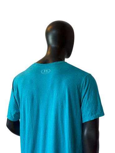 T-shirt Under Armour Logo Turquoise Style Vintage Sportswear Streetwear Taille XL