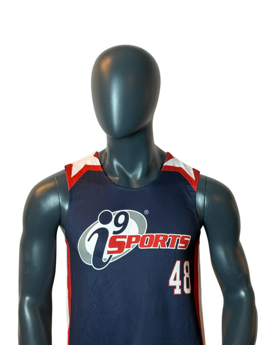 Sports Vintage Style Basketball Jersey Navy Red White Number 48