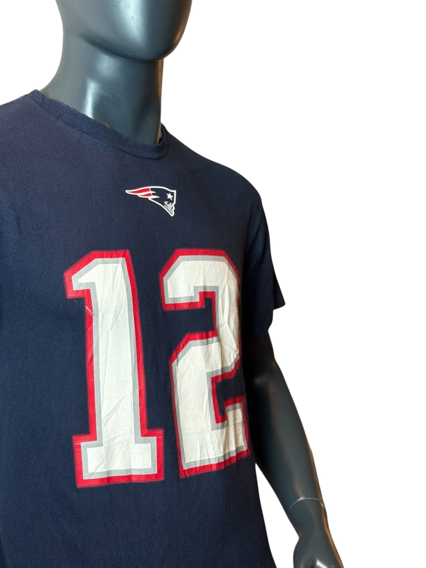 New England Patriots Tom Brady #12 T-Shirt Navy NFL Football Tee Size M