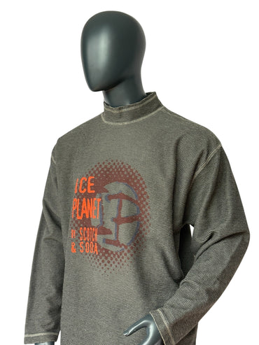 Pull Vintage ICE PLANET par Scotch & Soda, Col montant, Années 90, Vert, Oversize, Taille L