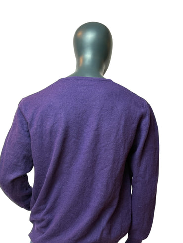 KAPPA Vintage Knit Sweater Purple V Neck Pullover Size XL