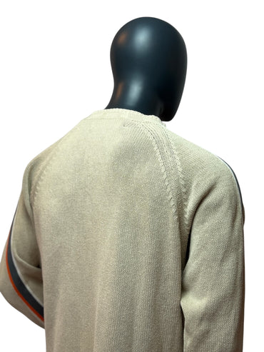 NAPAPIJRI Pull vintage en maille beige col rond taille L