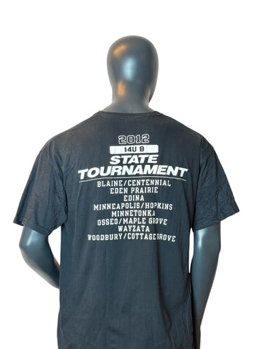 Minnesota Hockey Got State 2012 T-shirt Noir Imprimé Tournoi Look Rétro Vintage Taille XL