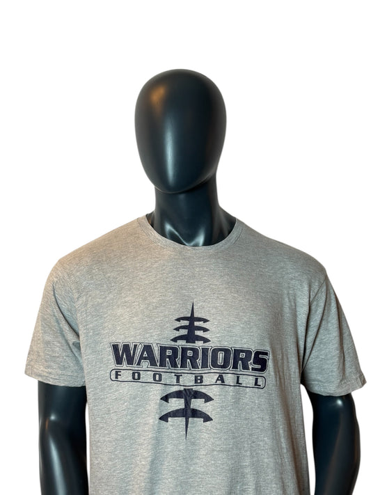Warriors Football T Shirt Grey Retro Sports Style Vintage Look