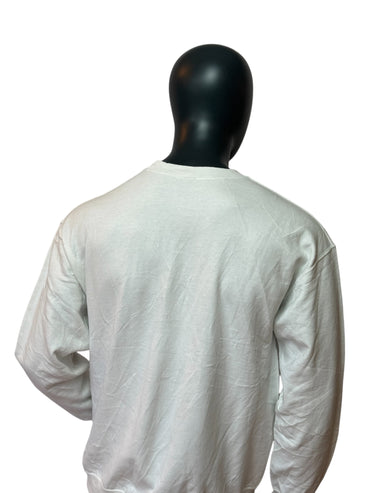 Sweat-shirt ras du cou graphique vintage blanc « Ad Astra Per Aspera » streetwear minimaliste taille L