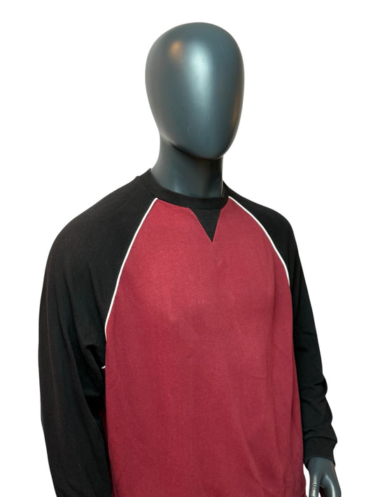 Vintage Two Tone Crewneck Rot Schwarz Raglan Sweater Basic
