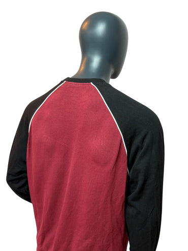 Sweat-shirt ras du cou bicolore vintage rouge et noir Raglan Basique L