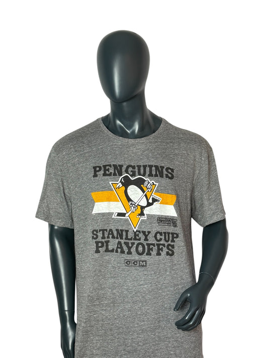 NHL Pittsburgh Penguins Stanley Cup Playoffs Vintage Style T-Shirt Grey