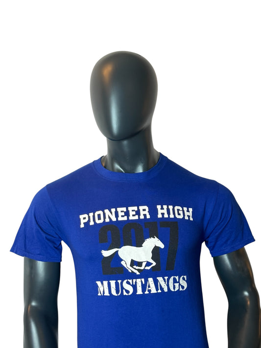 Pioneer High Mustangs 2017 Vintage T-Shirt Blue