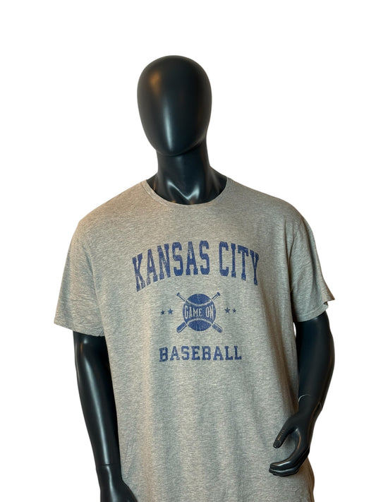 Kansas City Baseball T Shirt Grey Blue Print Vintage Style Sports Tee