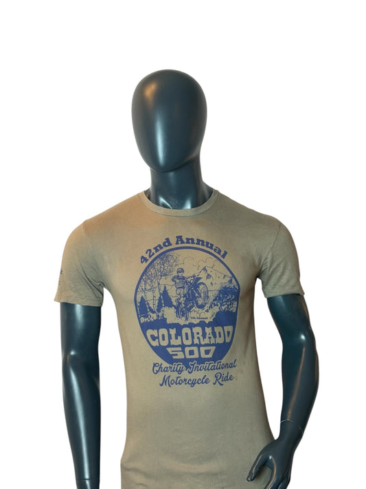Colorado 500 Retro T Shirt Beige Motorcycle Graphic USA Event Tee