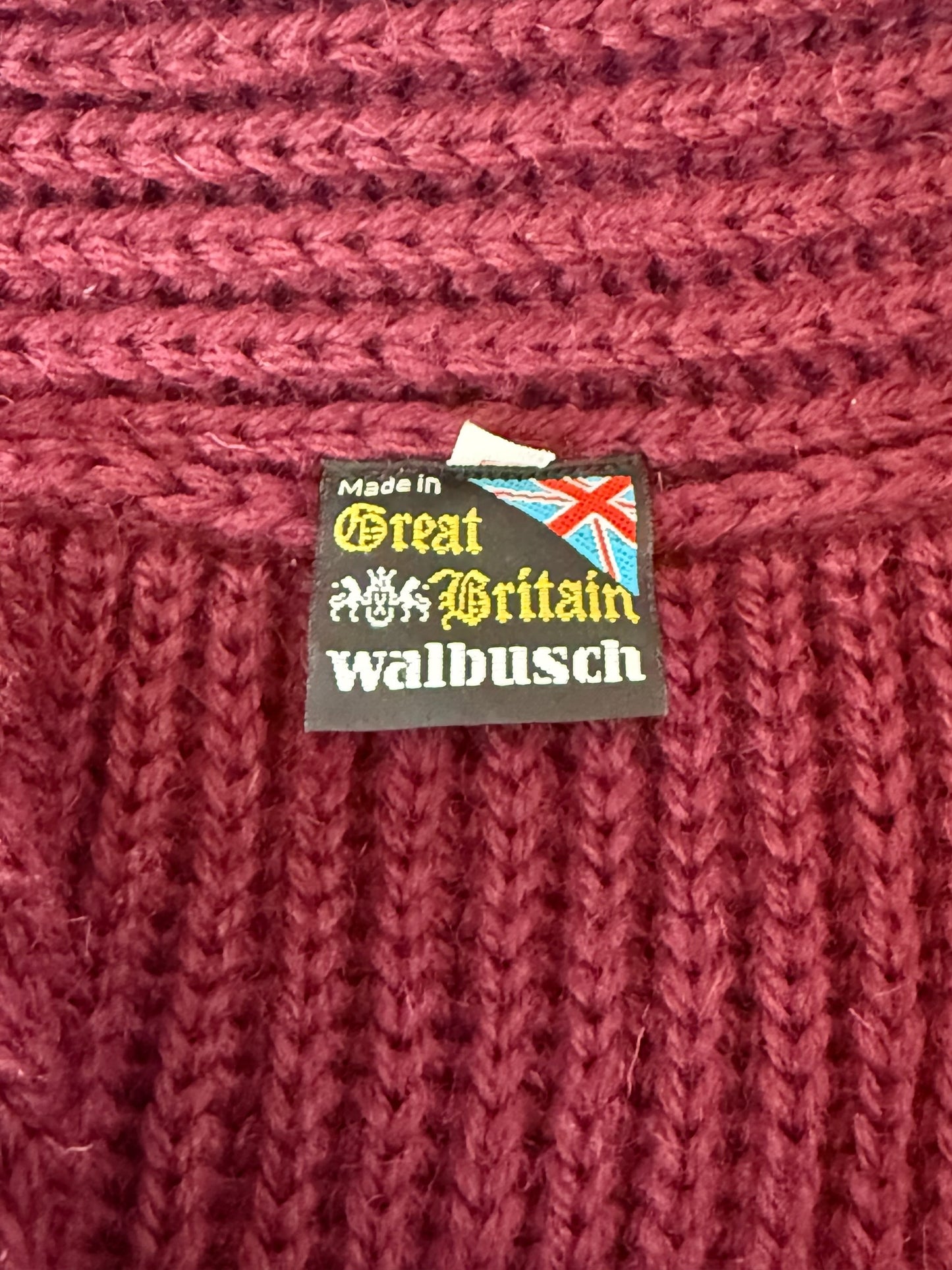 Vintage Walbusch Vintage Knit Cardigan Burgundy Made in Great Britain Size 52/ XL