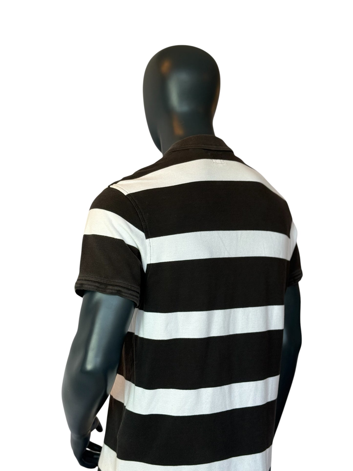 Levi’s Striped Polo Shirt Black White Classic Logo Size L
