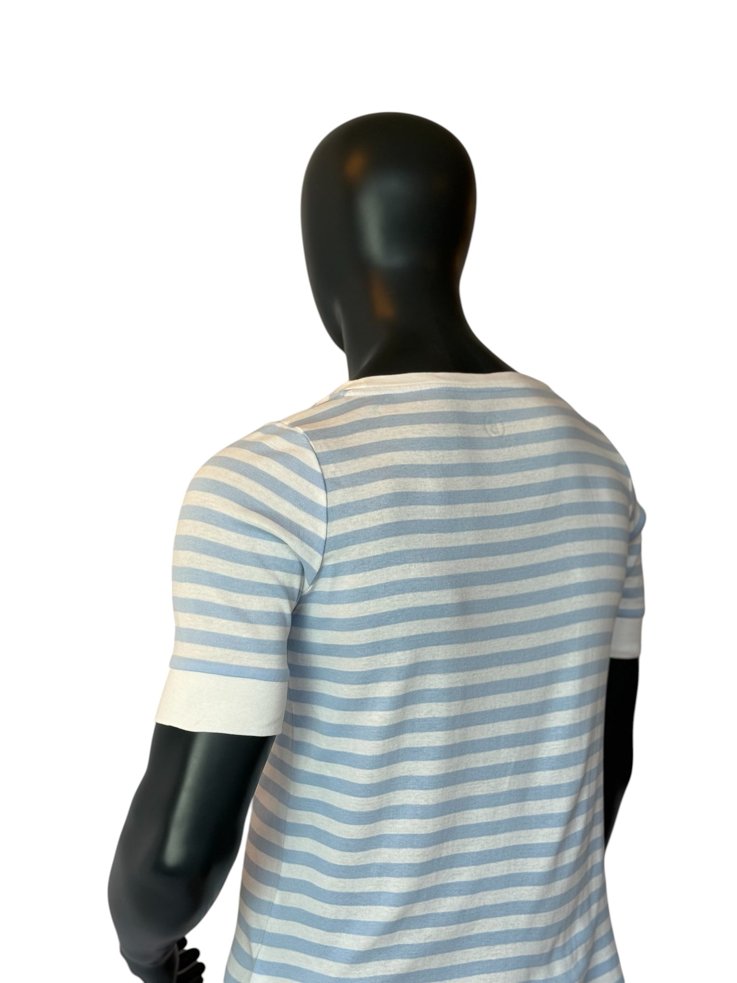 Bogner Women Striped T Shirt Blue White Logo Embroidery Size M