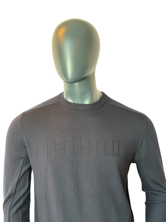 Karl Lagerfeld Merino Wool Sweater Black Minimal Knit