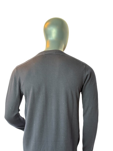 Pull en laine mérinos Karl Lagerfeld noir en maille minimaliste, taille L
