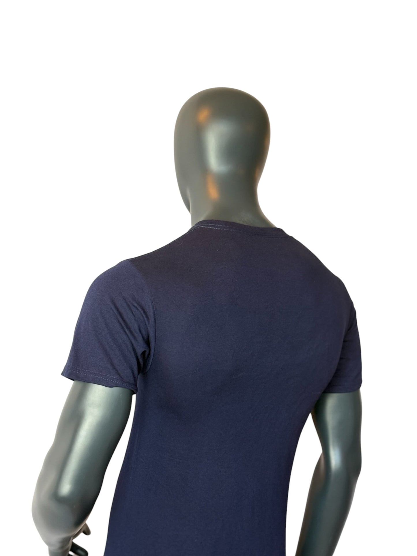 Chester Mendham Vintage Retro Little League T Shirt Navy Blue Heavy Cotton Graphic Tee Size S