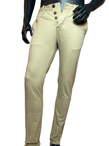 Pantalon chino beige homme, coupe slim avec braguette boutonnée | Décontracté et business, taille slim
