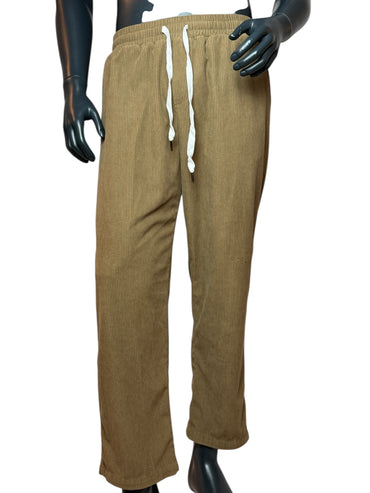 Pantalon de jogging en velours côtelé marron pour homme avec cordon de serrage & coupe décontractée style vintage taille M