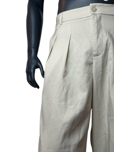 Herren Stoffhose Beige – Klassische Bundfaltenhose mit geradem Schnitt | Elegant & Zeitlos