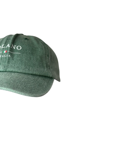 Vintage Milano Italia Hat Cap Faded Green Embroidered Italy Flag Retro
