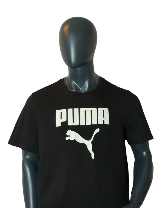 Puma Logo T Shirt Black Big Logo Vintage Sportswear Streetwear Tee