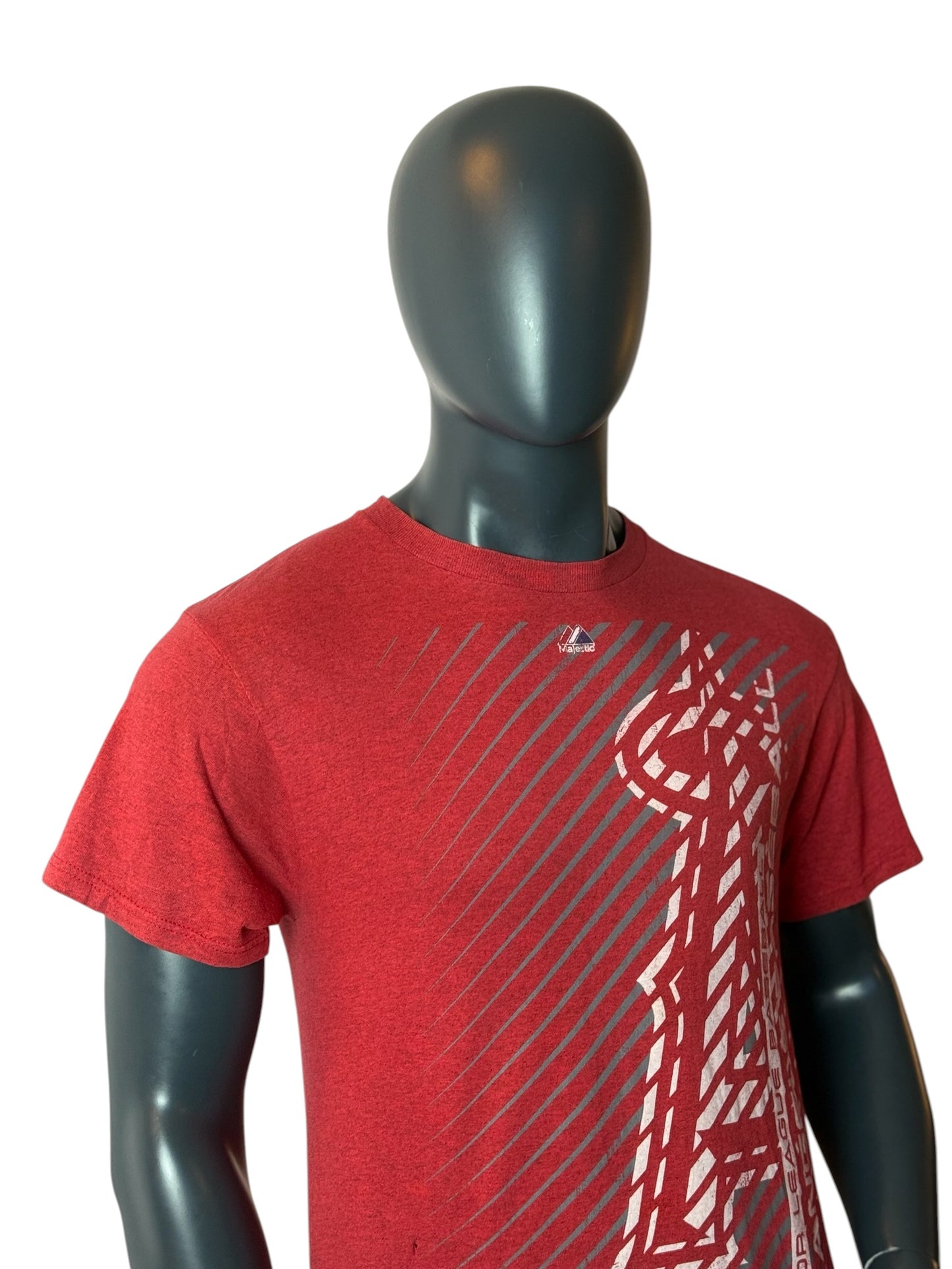 Vintage Majestic Angels Baseball Graphic T Shirt Red MLB Style Logo Size M