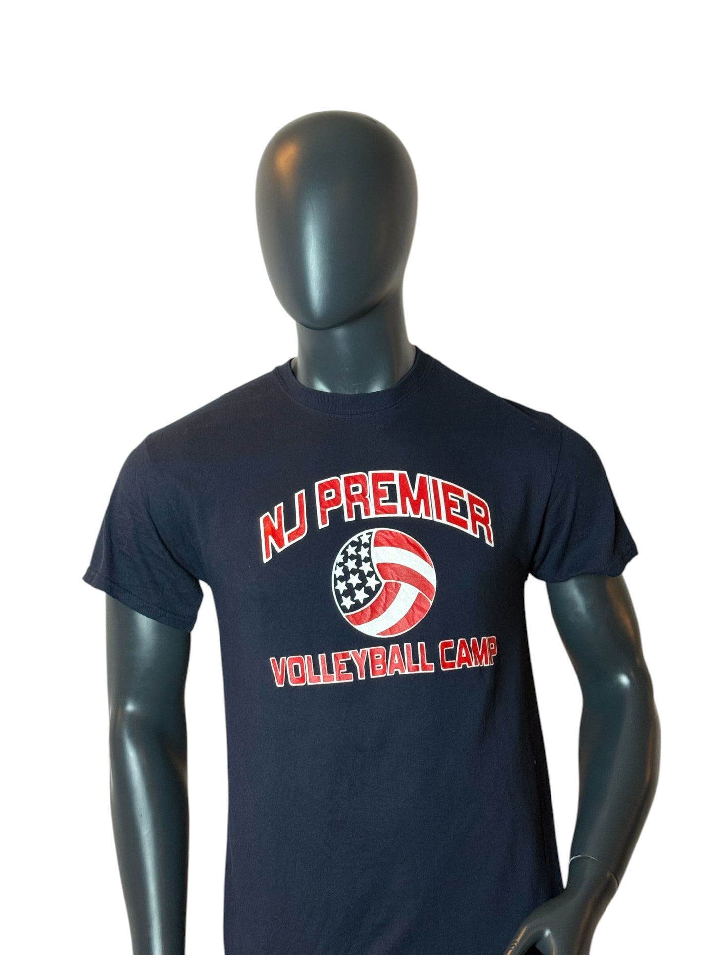 Vintage NJ Premier Volleyball Camp Graphic T Shirt Navy USA Ball Size M