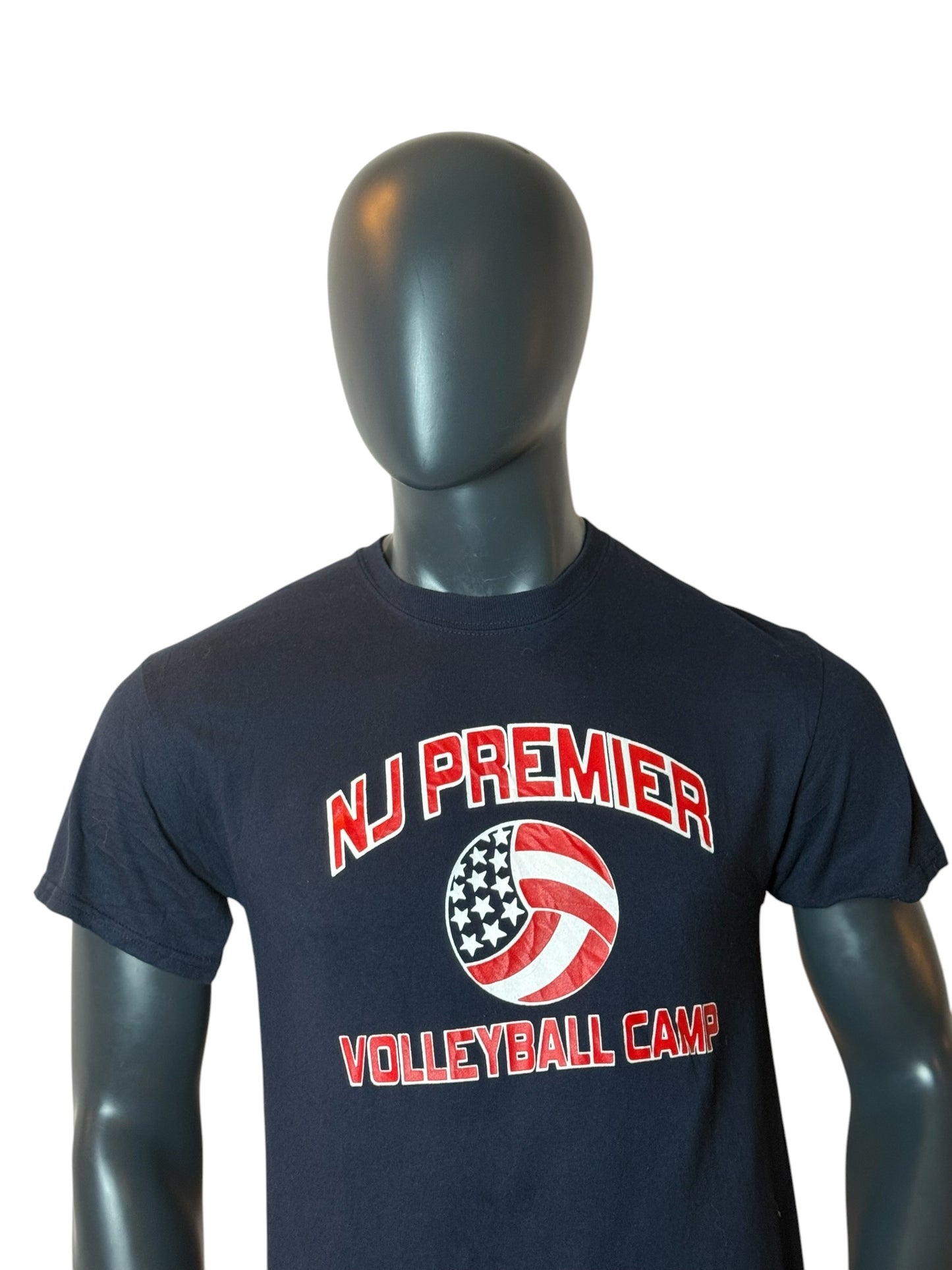 Vintage NJ Premier Volleyball Camp Graphic T Shirt Navy USA Ball Size M