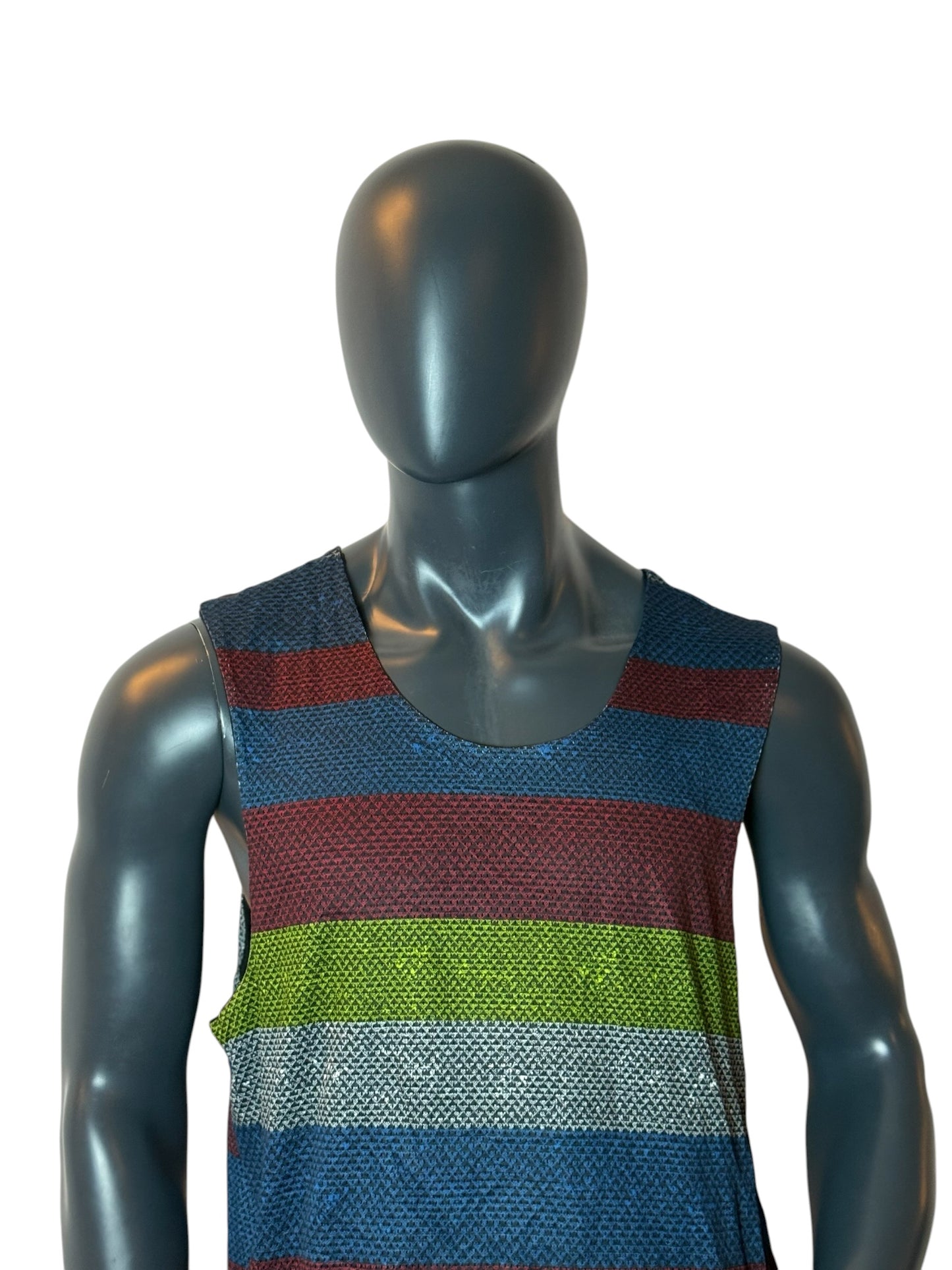 Vintage Reversible Mesh Tank Top Maui & Sons Active Striped Size L