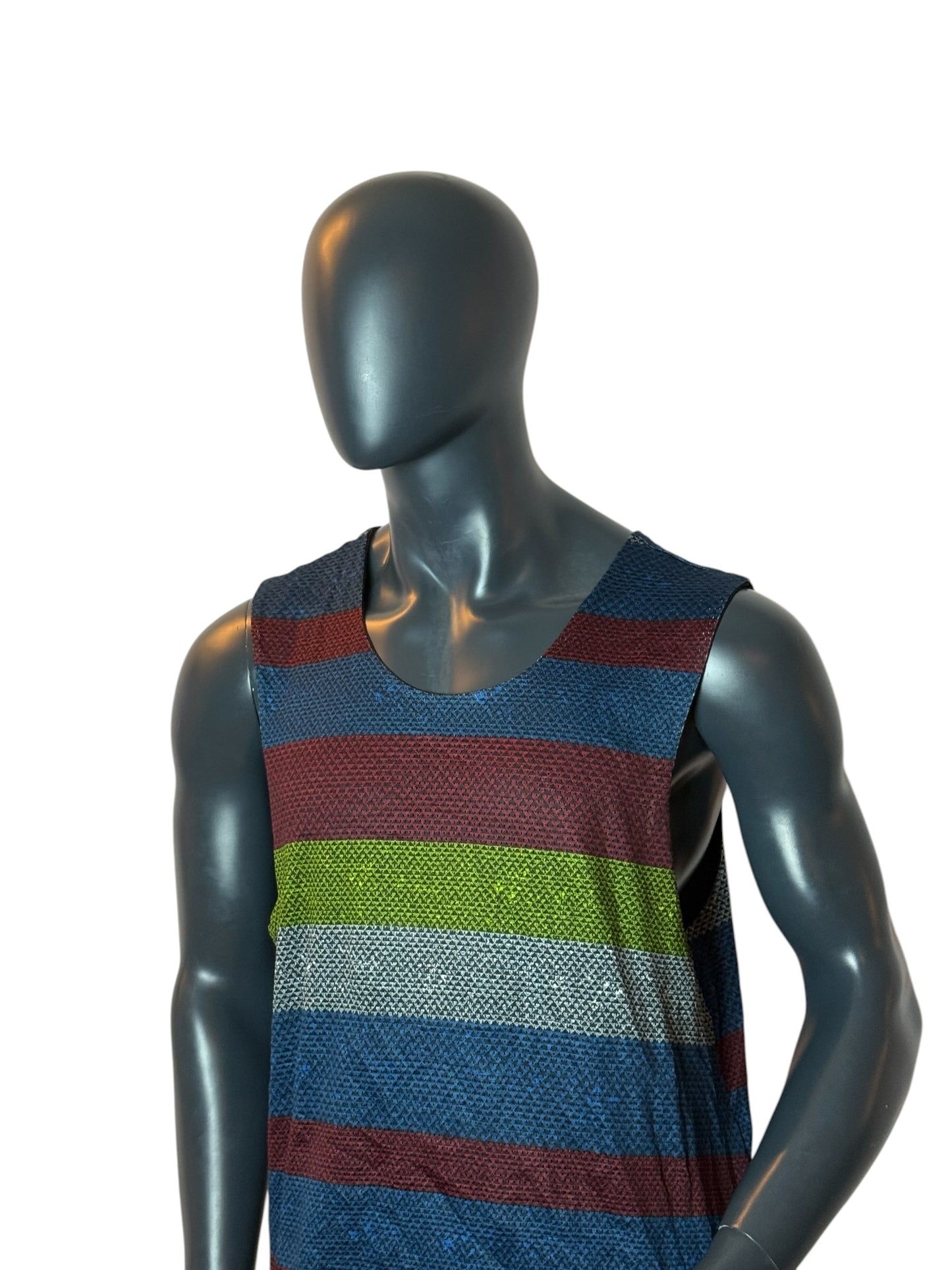 Vintage Reversible Mesh Tank Top Maui & Sons Active Striped Size L