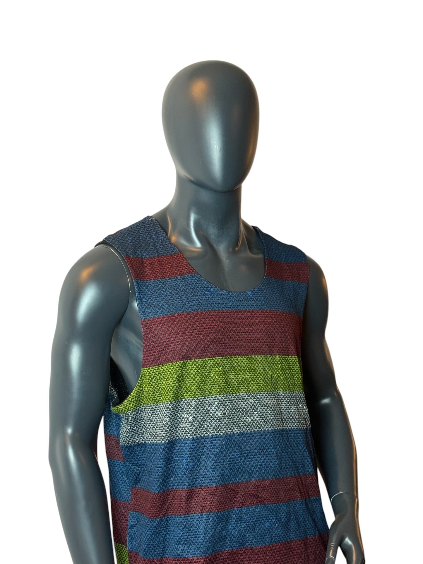 Vintage Reversible Mesh Tank Top Maui & Sons Active Striped Size L