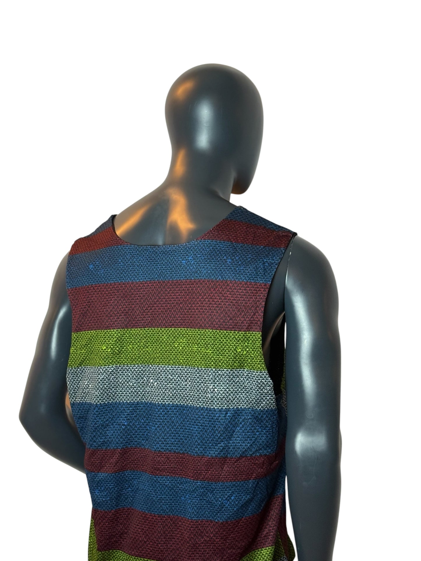 Vintage Reversible Mesh Tank Top Maui & Sons Active Striped Size L