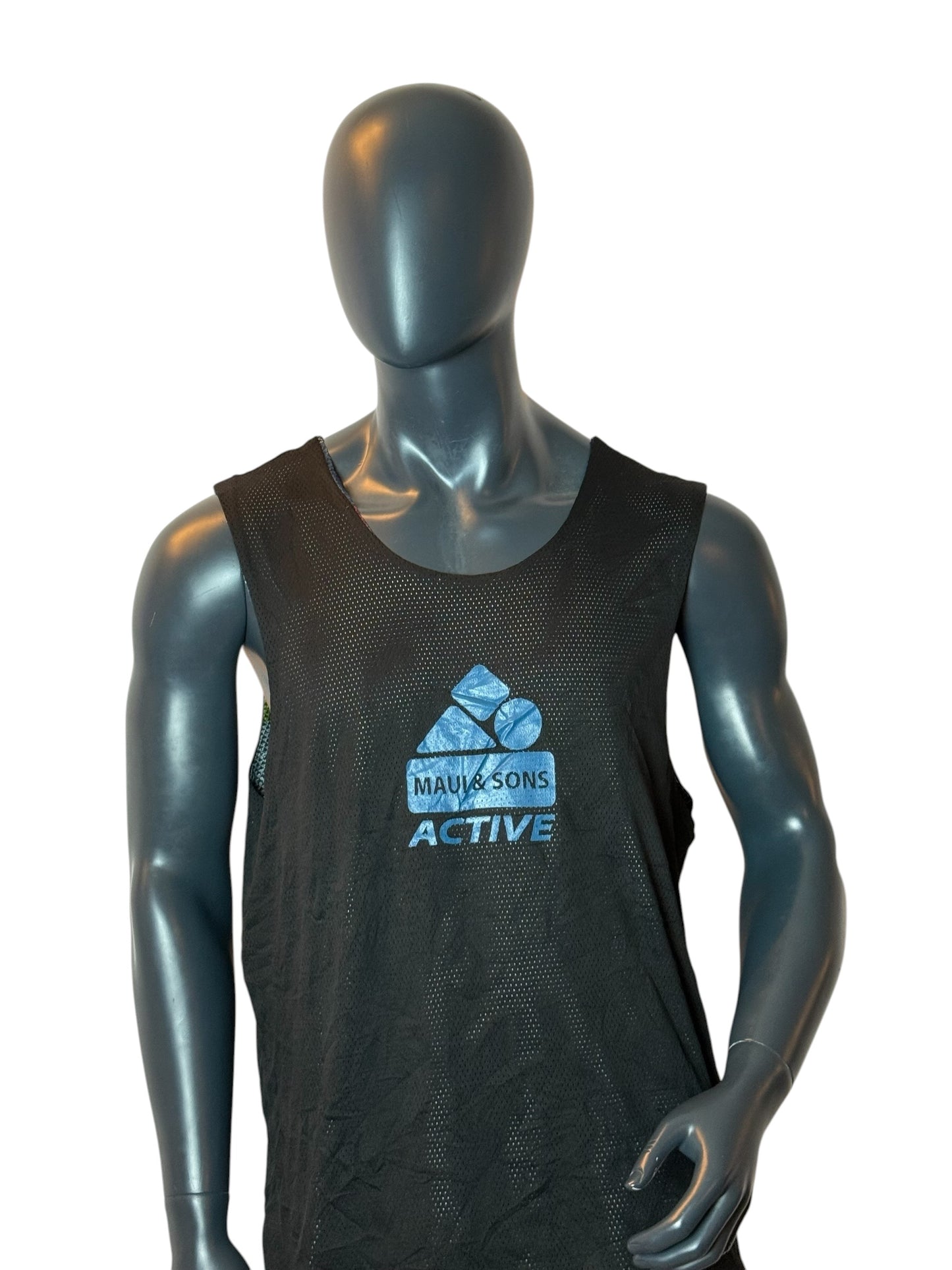 Vintage Reversible Mesh Tank Top Maui & Sons Active Striped Size L