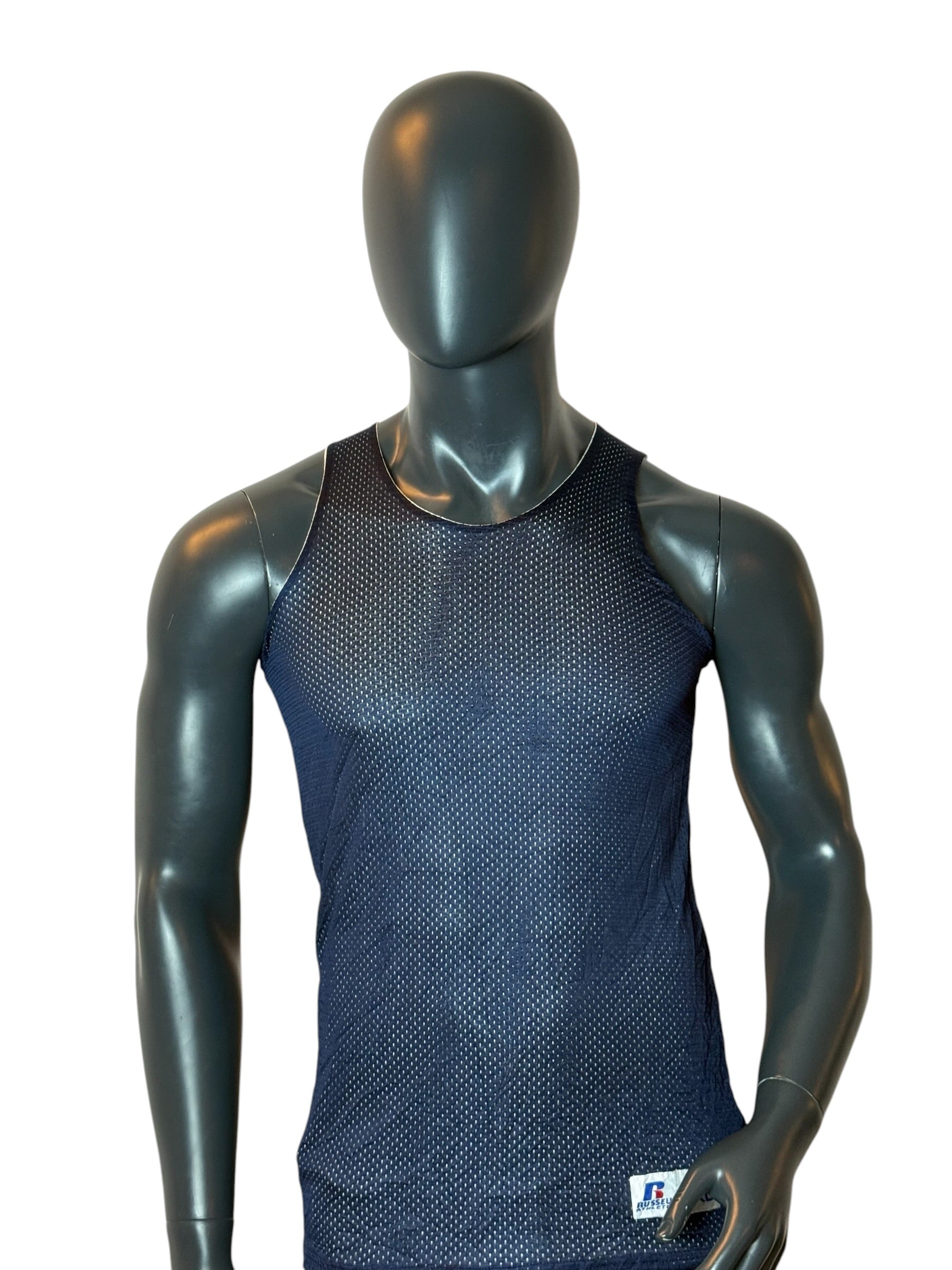 Vintage Russell Athletic Mesh Tank Top Navy Size XL fits M