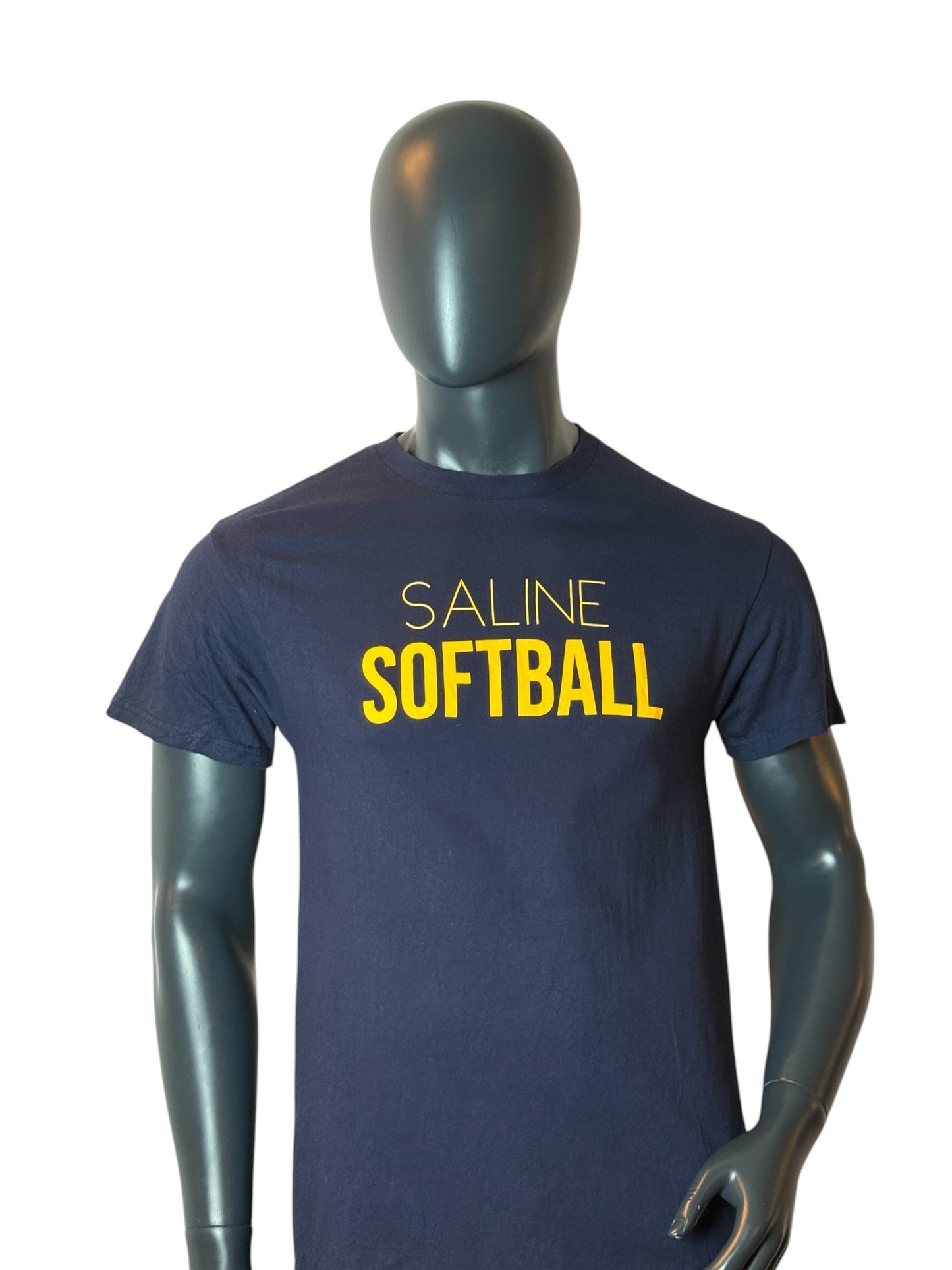Vintage Saline Softball T Shirt Navy Yellow Size M