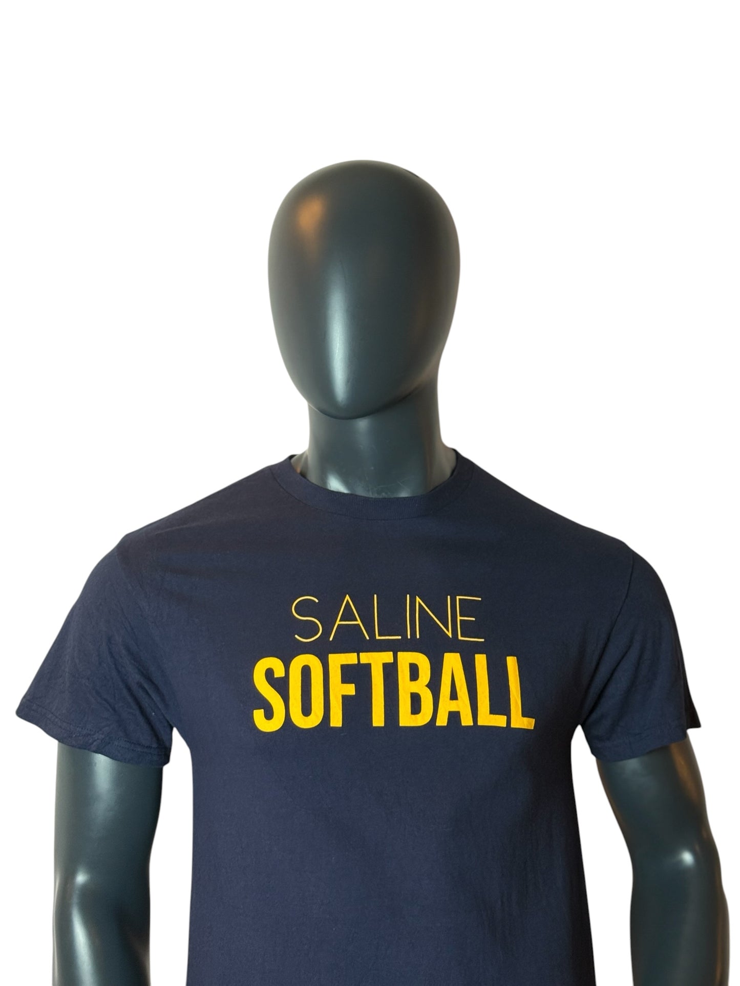 Vintage Saline Softball T Shirt Navy Yellow Size M