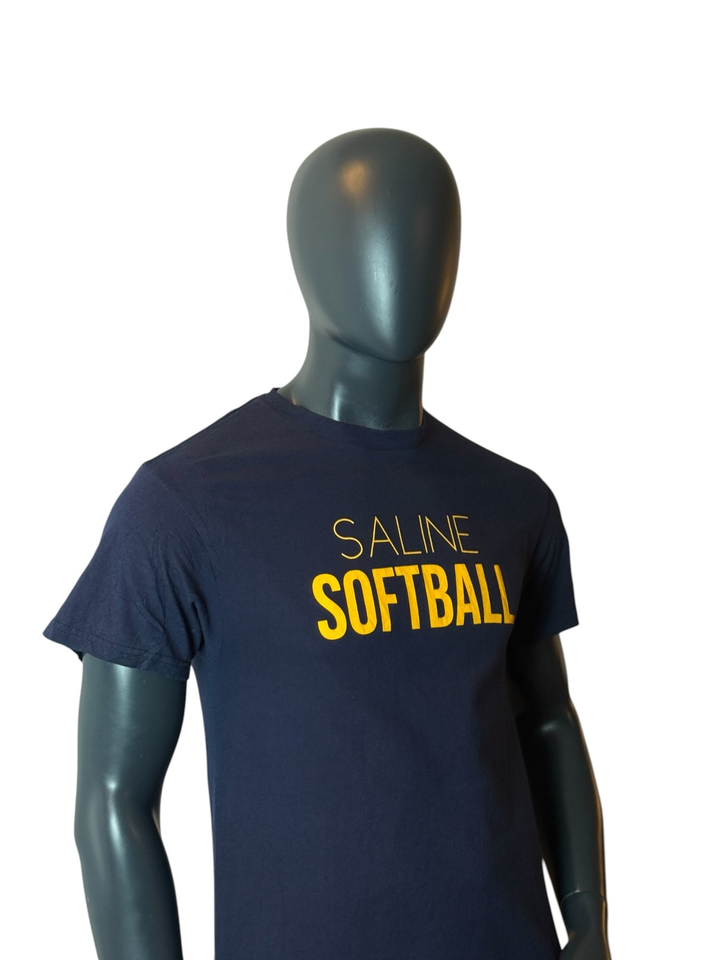Vintage Saline Softball T Shirt Navy Yellow Size M