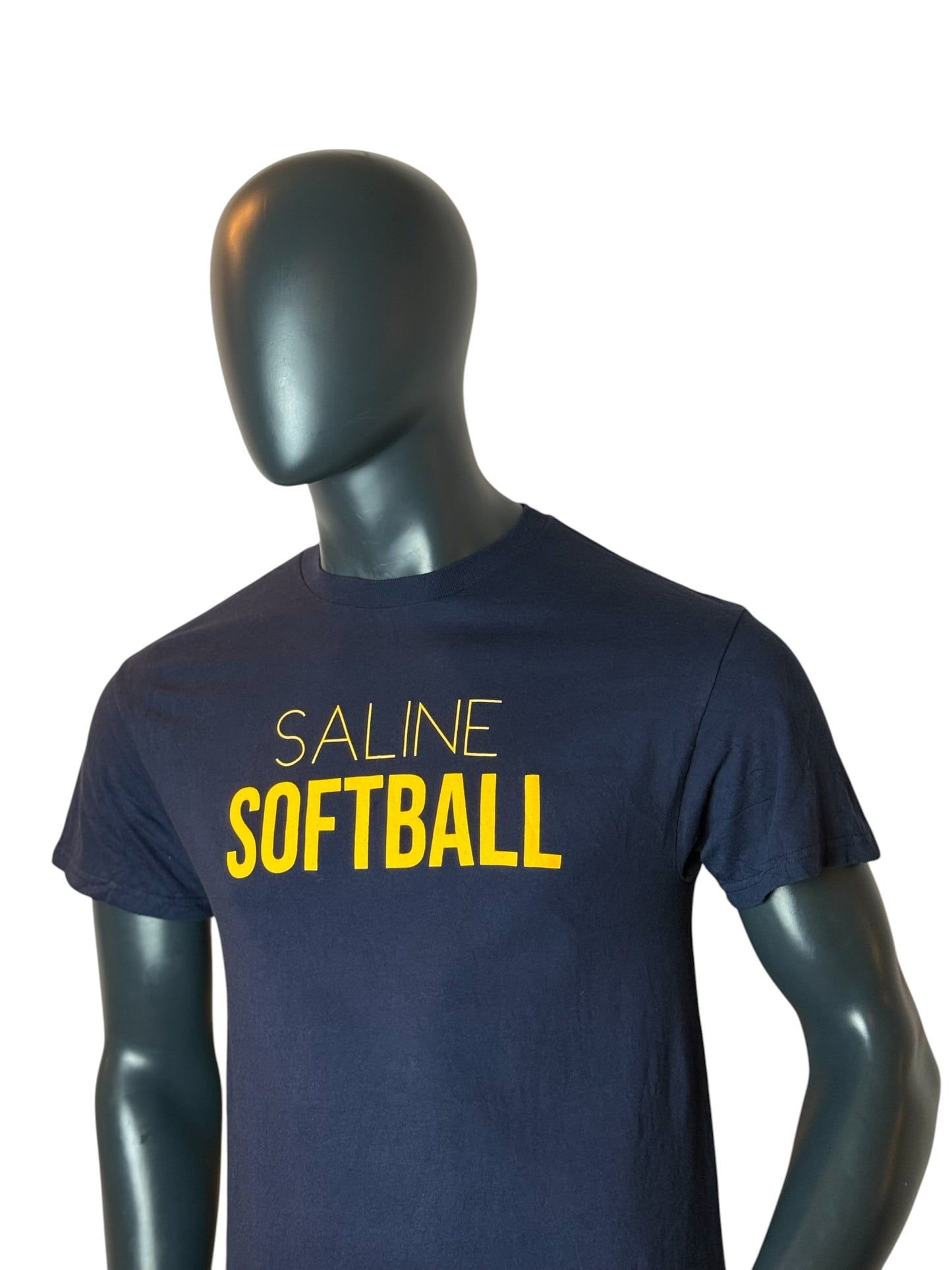Vintage Saline Softball T Shirt Navy Yellow Size M